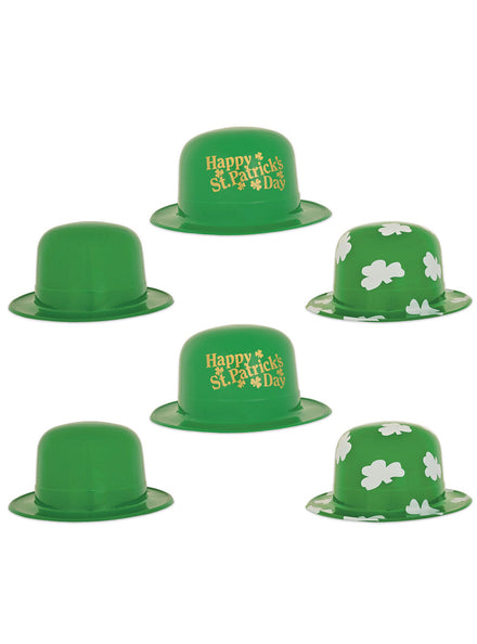 Happy St Patricks 6 Pack Green Plastic Party Hats - Main Image