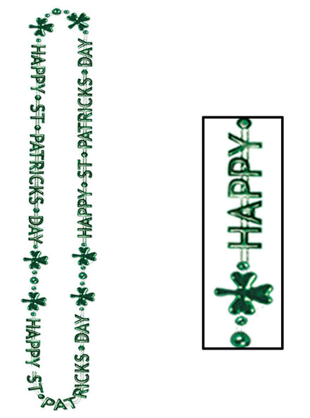 Happy St Patricks Day Green Beaded Necklace - Main Image