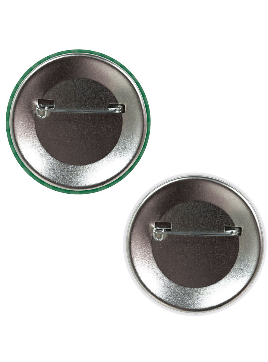Happy St Pats 2 Pack Green Shamrock Badges - Back Image