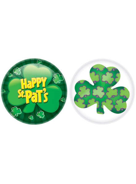 Happy St Pats 2 Pack Green Shamrock Badges - Main Image
