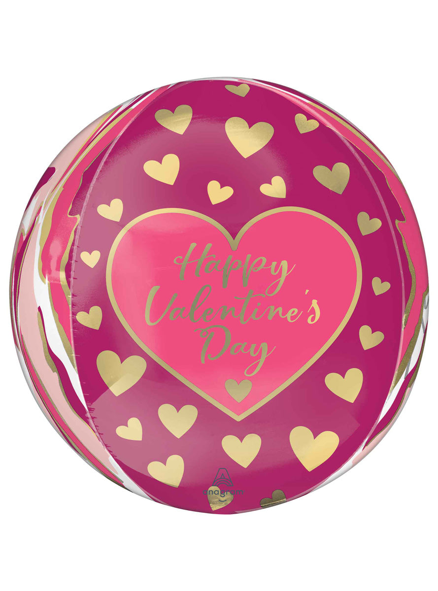 Happy Valentines Day Abstract Marble 40cm Orbz Balloon - Main Image
