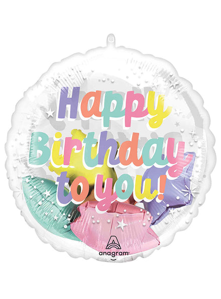 Happy Birthday 50cm Pearlised Round Foil Balloon - Main Image