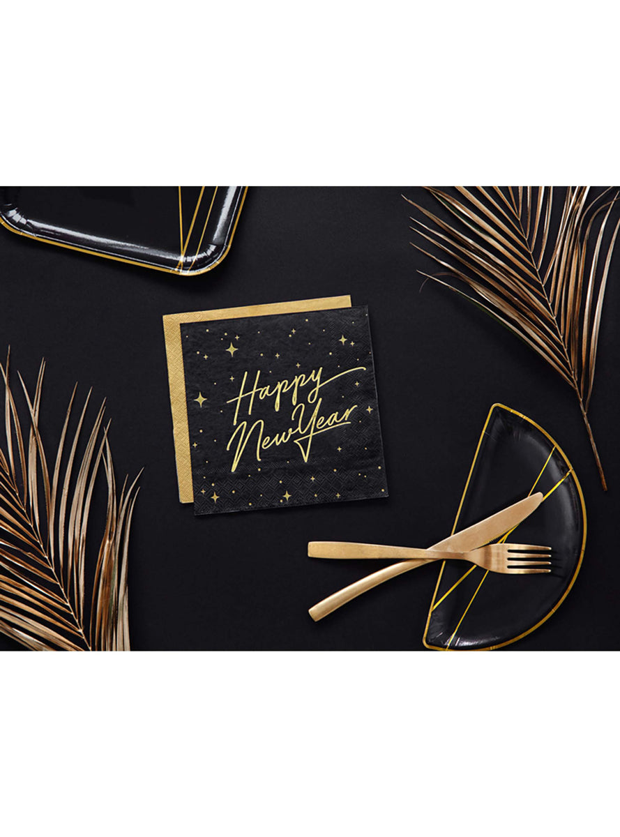 Black Happy New Year Napkins - Lifestyle Image