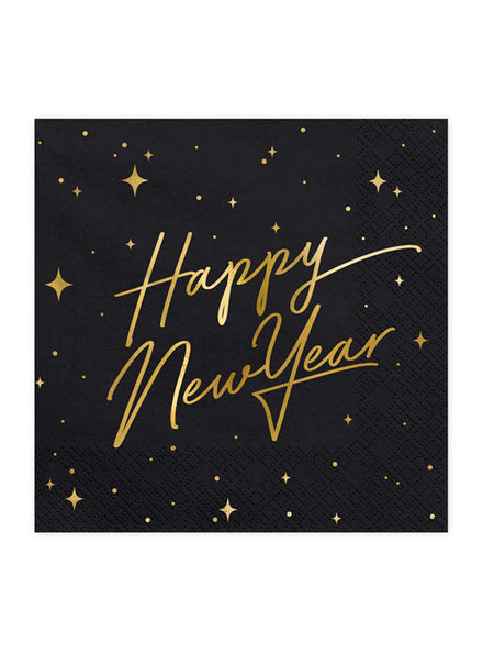 Black Happy New Year Napkins - Main Image