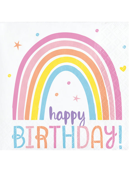 Happy Rainbow 16 Pack Happy Birthday Beverage Napkins – Main Image