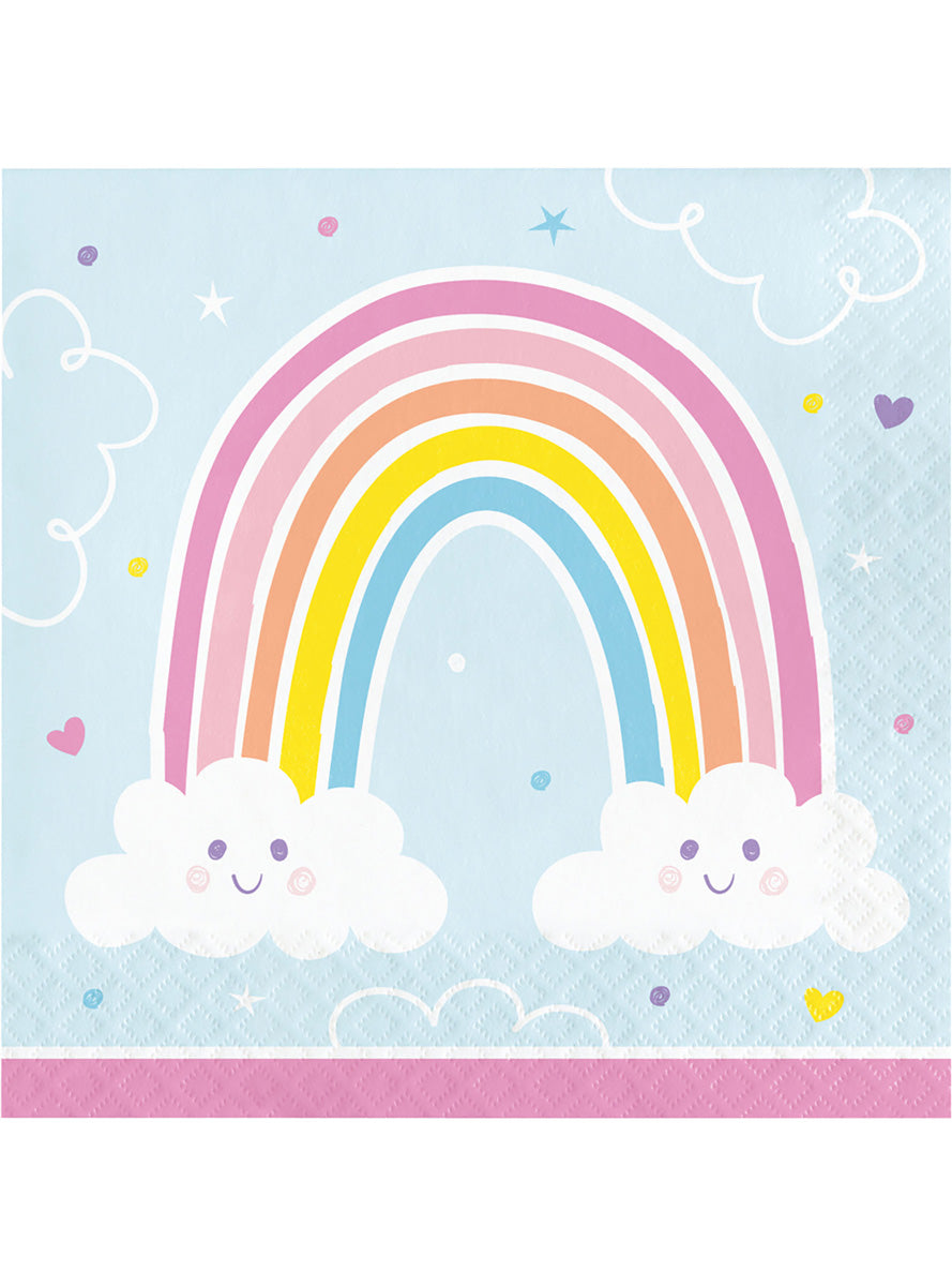 Happy Rainbow 16 Pack Lunch Napkins – Main Image
