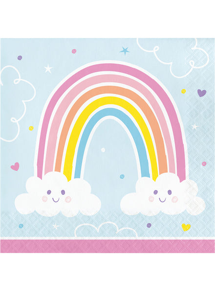 Happy Rainbow 16 Pack Lunch Napkins – Main Image