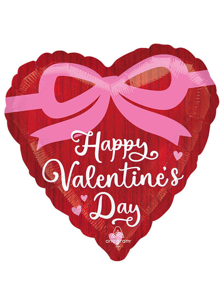 Happy Valentines Day Croquette Bows 45cm Heart Shaped Foil Balloon - Main Image