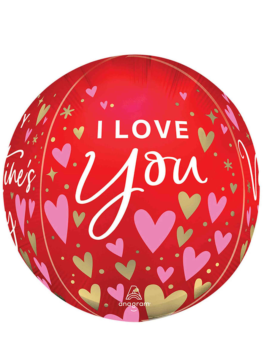 Happy Valentines Day Heartfelt Elegance Round Orbz Balloon - Back Image