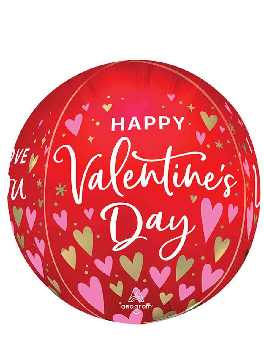 Happy Valentines Day Heartfelt Elegance Round Orbz Balloon - Main Image