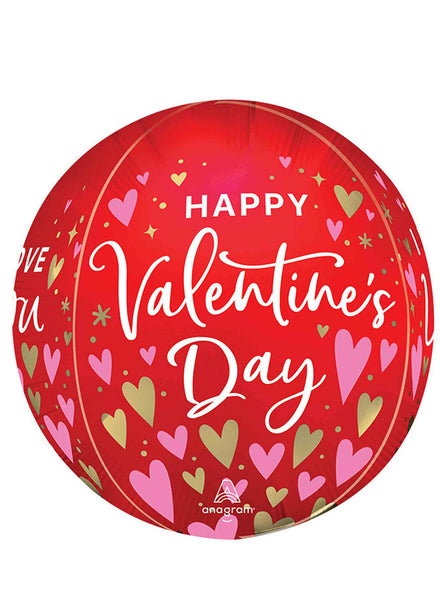 Happy Valentines Day Heartfelt Elegance Round Orbz Balloon - Main Image