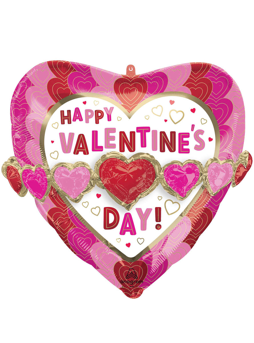 Happy Valentines Day Hearts Garland 66cm Foil Balloon - Main Image