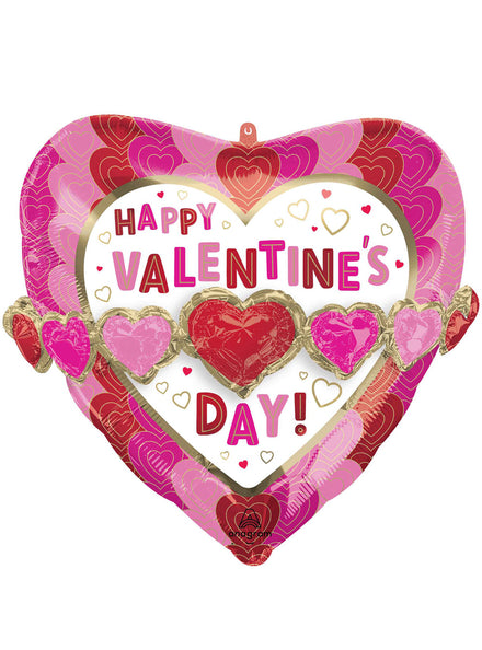 Happy Valentines Day Hearts Garland 66cm Foil Balloon - Main Image