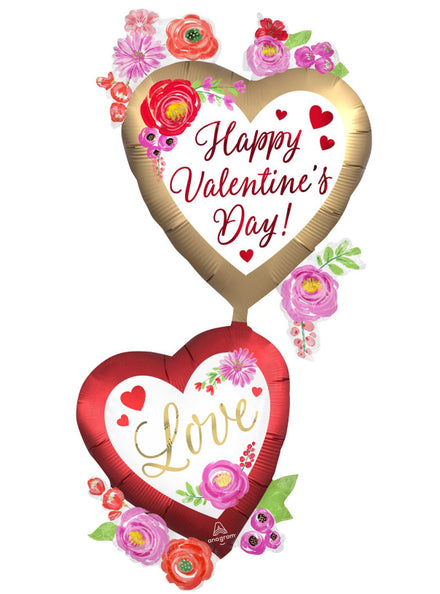 Happy Valentines Day Satin Water Colour 132cm Giant Multi Balloon - Main Image