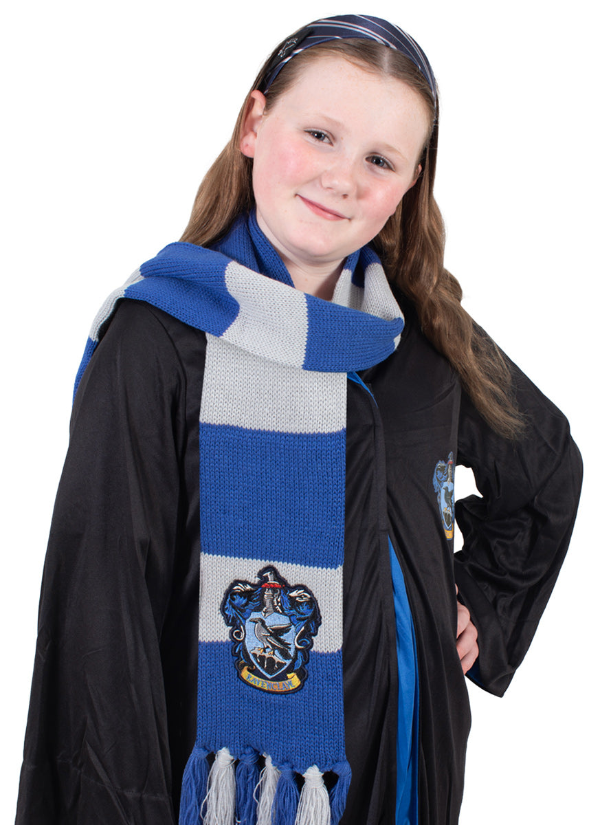 Girls Deluxe Ravenclaw Blue Harry Potter Scarf And Headband Costume Accessory Set - Main Image