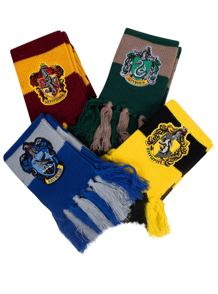 Deluxe Knitted Yellow and Black Hufflepuff Scarf Costume Accessory - All House Colours Image