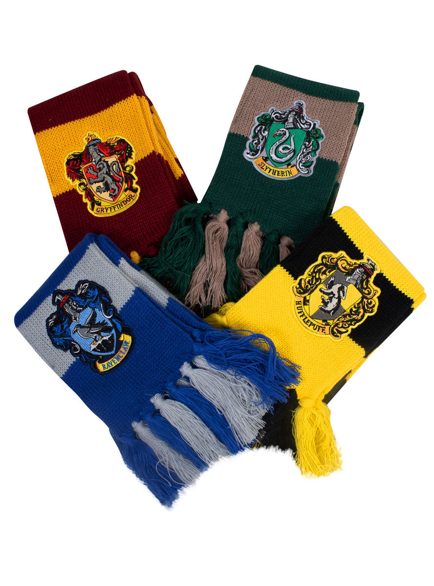 Deluxe Knitted Slytherin Green and Silver Slytherin Harry Potter Costume Scarf - All Houses Colours Image