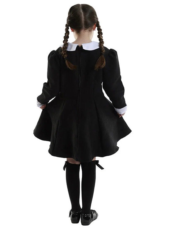 Haunted Child Girls Wednesday Addams Costume - Back Image