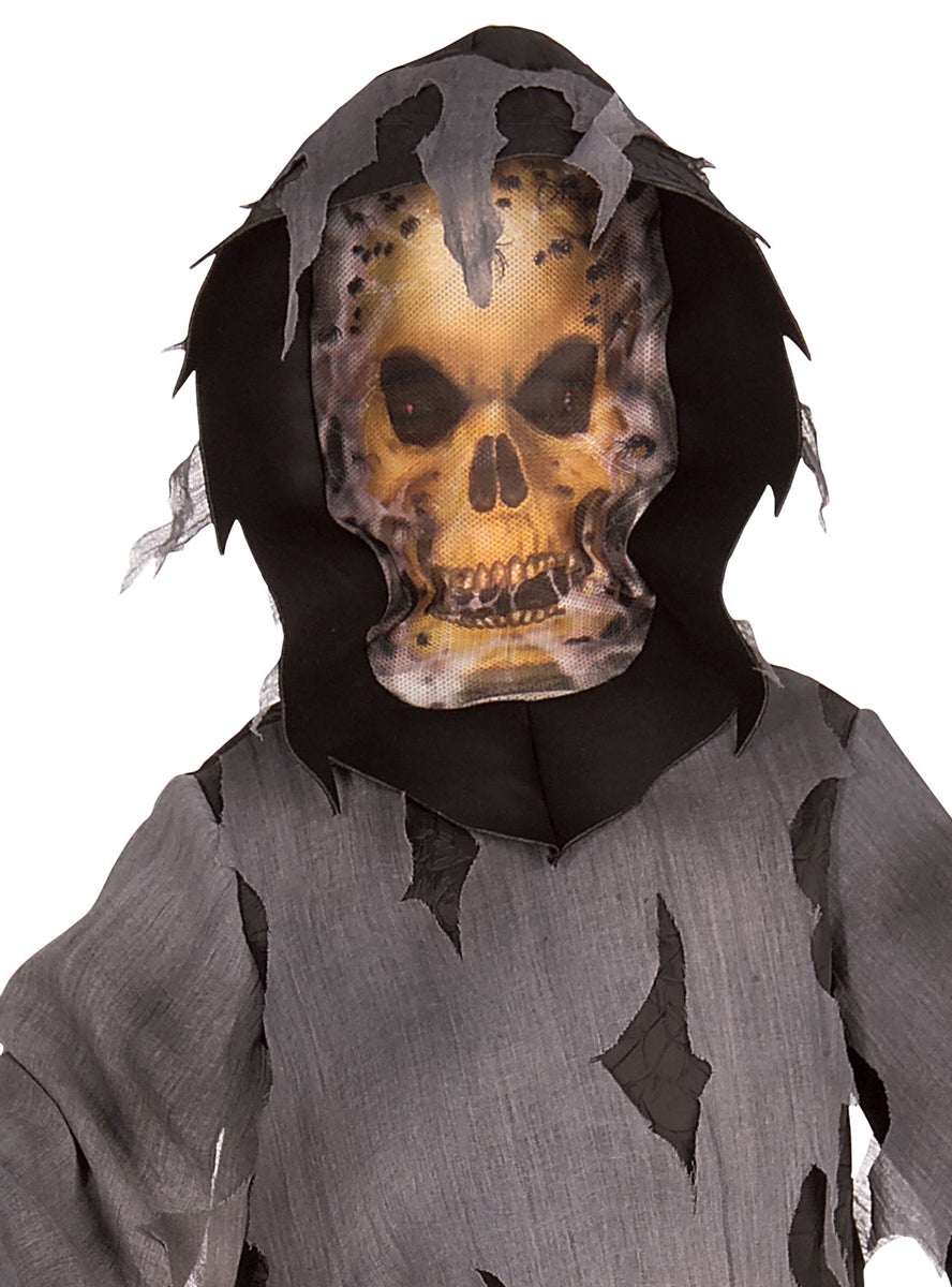 Boys Haunted Skeleton Reaper Halloween Costume - Close Image