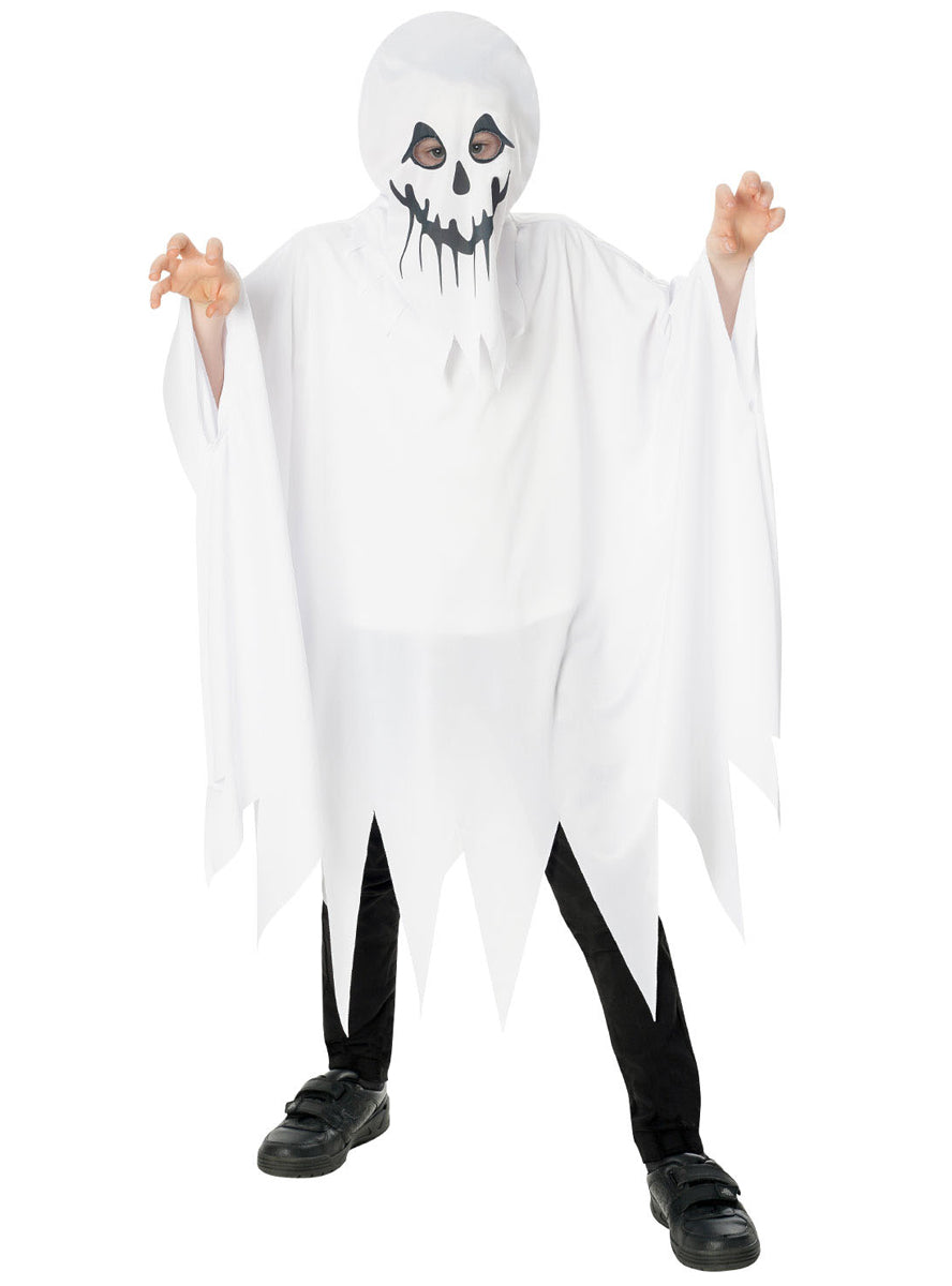 White Ghost Boys Hooded Halloween Costume - Alternative Image