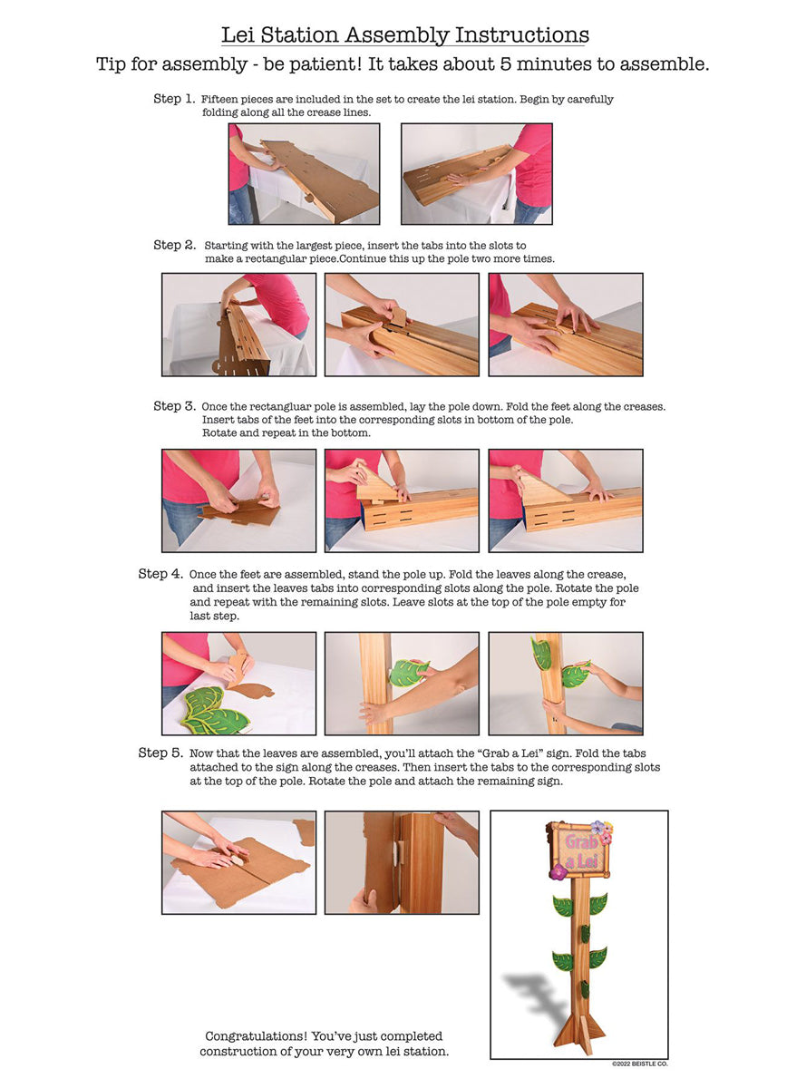 Hawaiian Party 153cm Grab a Lei Station Prop - Instructions Image