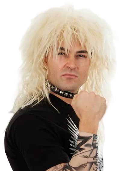 Heavy Metal Rocker Mens Blonde 80s Costume Wig - Side Image