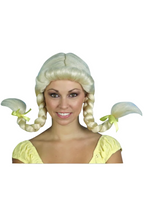 womens blonde braided heidi wig with fringe - main image