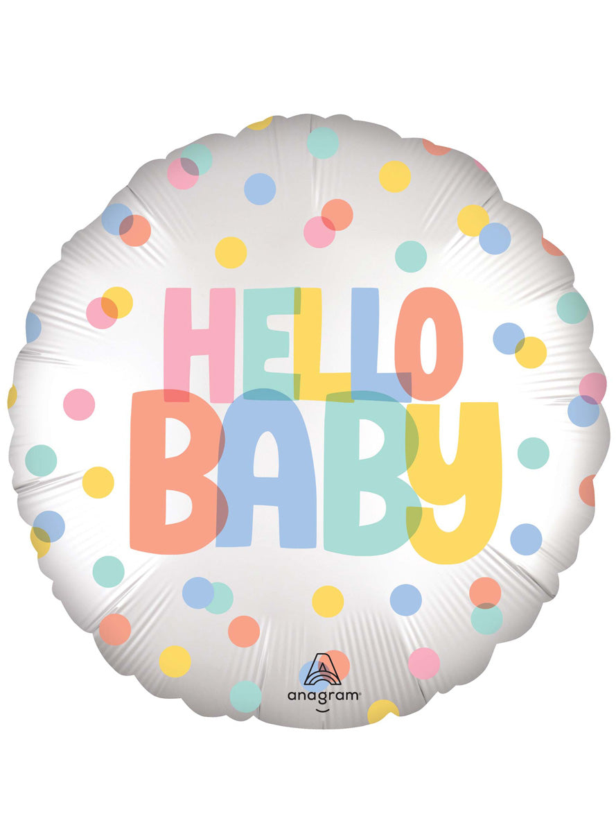 Hello Baby Pastel Satin Finish 45cm Round Foil Balloon - Main Image