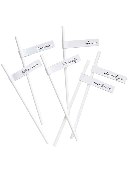 white paper flag wedding party straws - main image