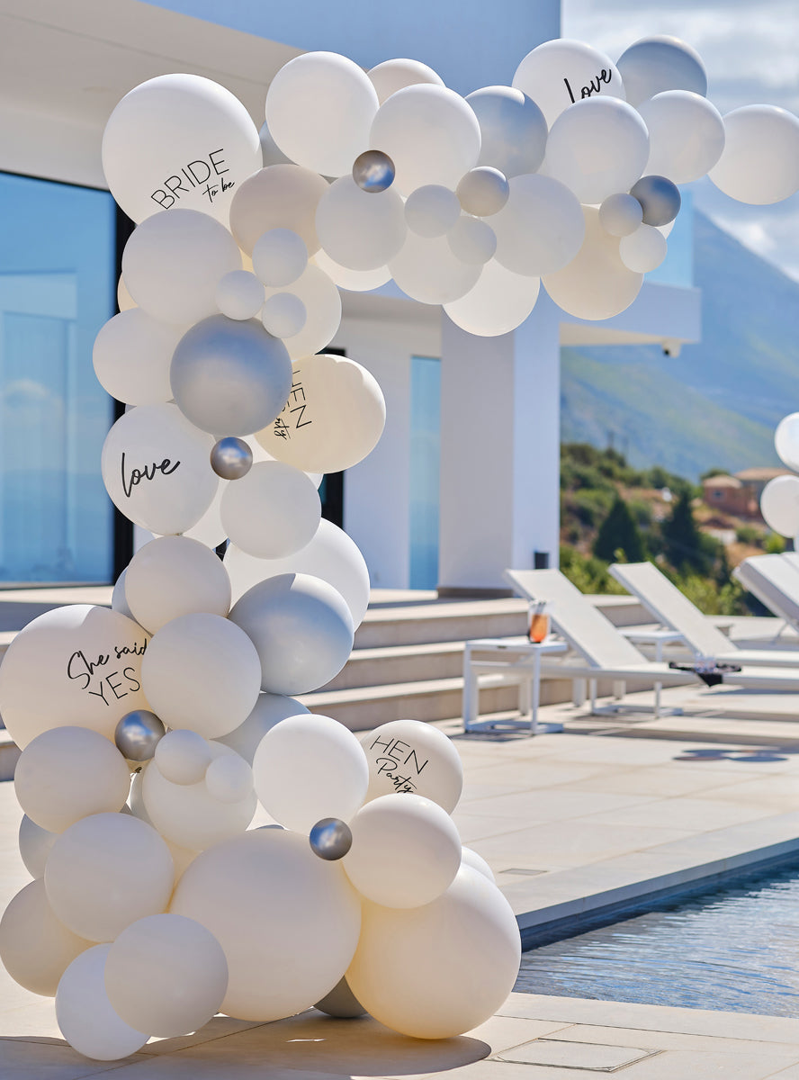 white balloon backdrop hens party - lifestyle image
