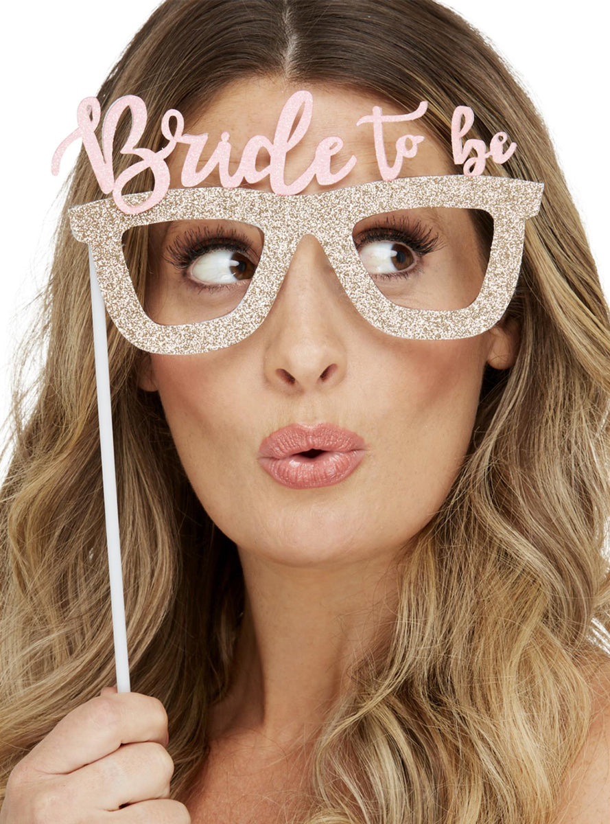 Gold Glitter Hens Party Photo Booth Prop Kit - Alternative Image 1