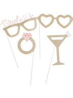 Gold Glitter Hens Party Photo Booth Prop Kit - Main Image