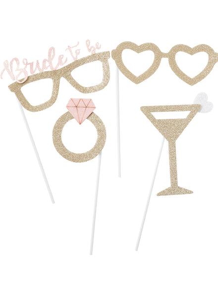 Gold Glitter Hens Party Photo Booth Prop Kit - Main Image
