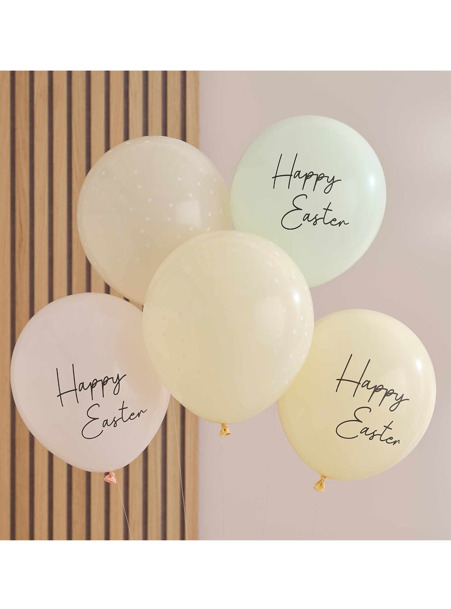 Hey Bunny 5 Pack Pastel Happy Easter Balloons - Main Image