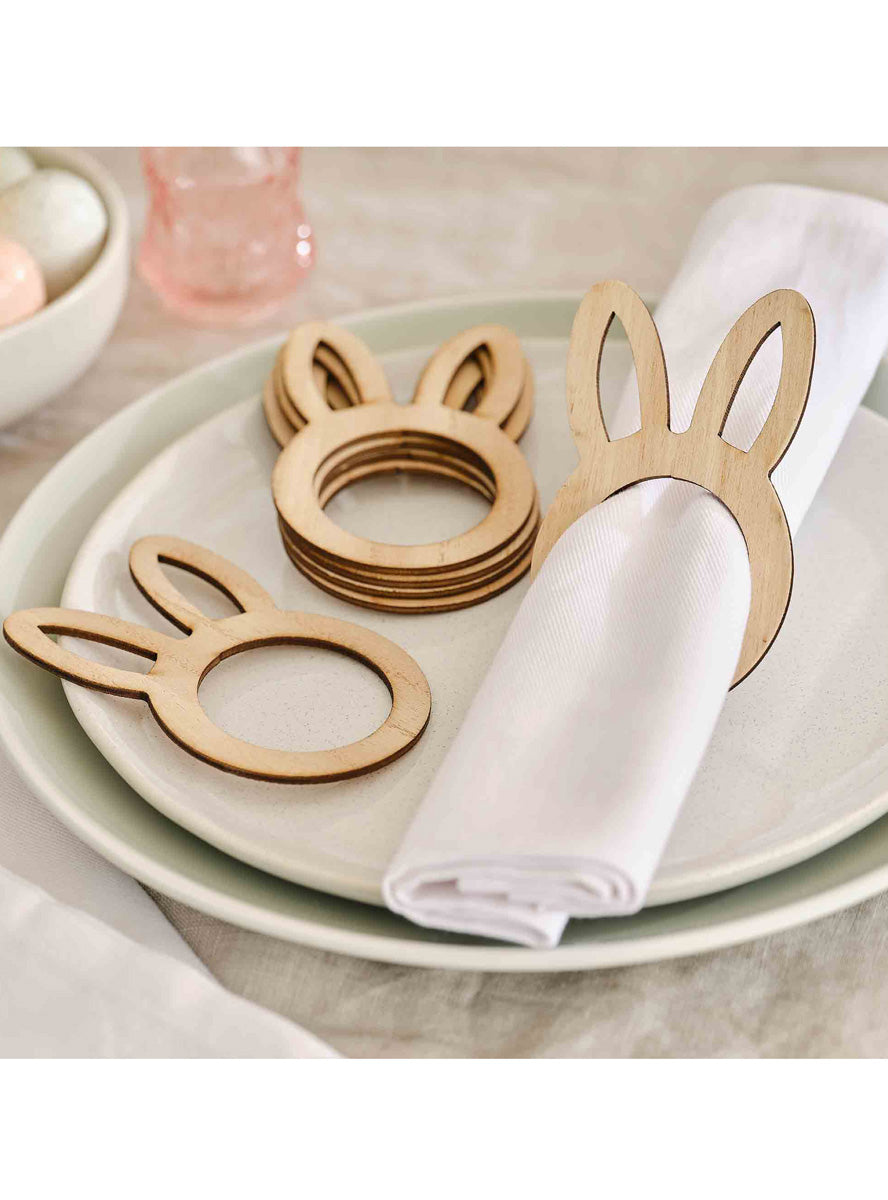 Hey Bunny 6 Pack Wooden Easter Napkin Rings – Lifestyle Image 2