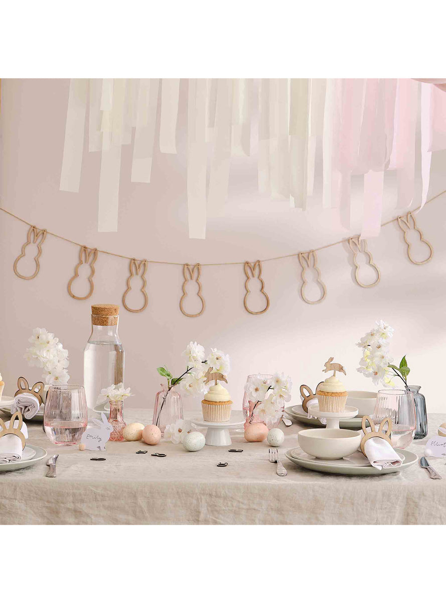 Hey Bunny Easter 150cm Long Wooden Bunting – Lifestyle Image