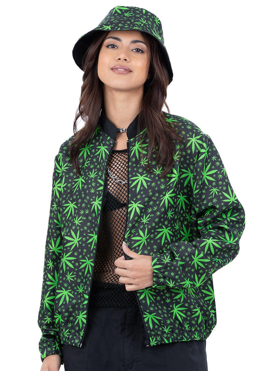Womens 1990s marijuana leaf costume jacket - Main image