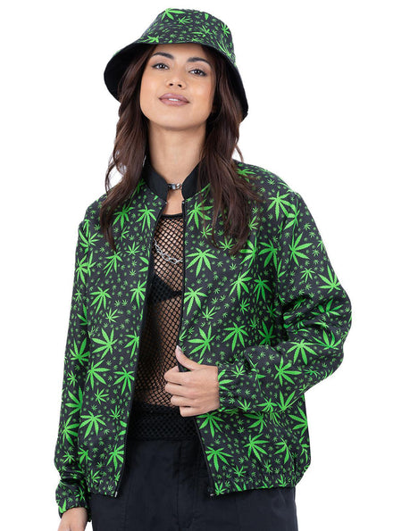 Womens 1990s marijuana leaf costume jacket - Main image