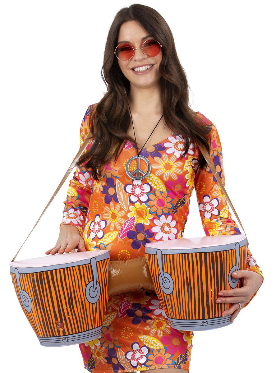 Blow up Bongo drum 60s hippie costume accessory - Main image