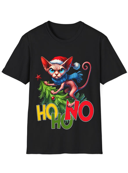 Ho Ho No Adults Black Grumpy Cat Christmas T Shirt