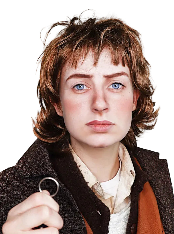 Hobbit Adults Brown Shaggy Layered Costume Wig - Alternative Image