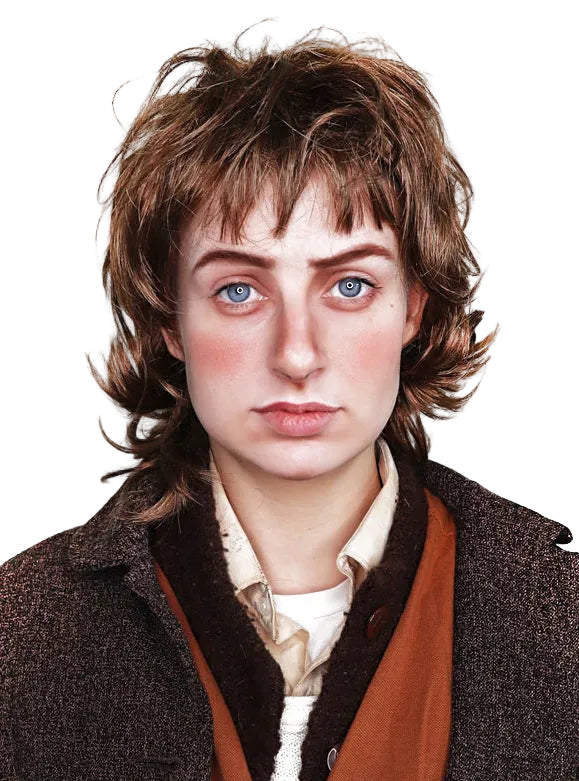 Hobbit Adults Brown Shaggy Layered Costume Wig - Main Image