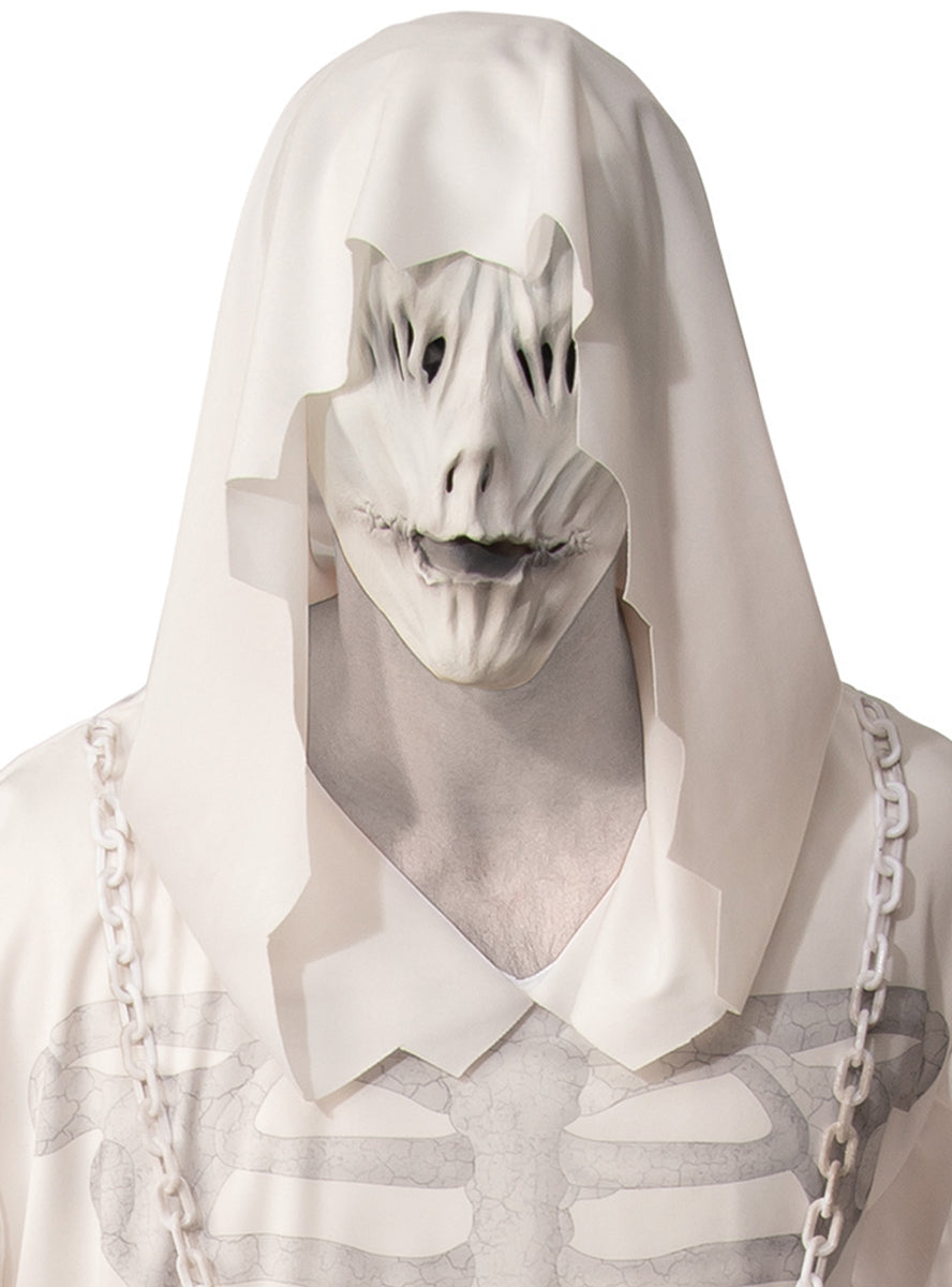 White Hooded Ghost Mens Halloween Costume - Close Image 1