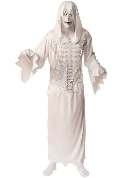 White Hooded Ghost Mens Halloween Costume - Main Image
