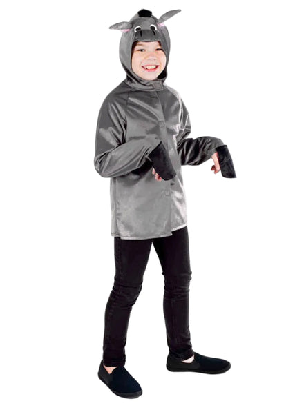 Teen Hooded Grey Donkey Christmas Nativity Animal Costume Main Image