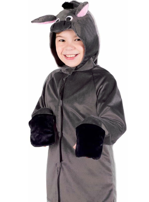 Teen Hooded Grey Donkey Christmas Nativity Animal Costume Close Image