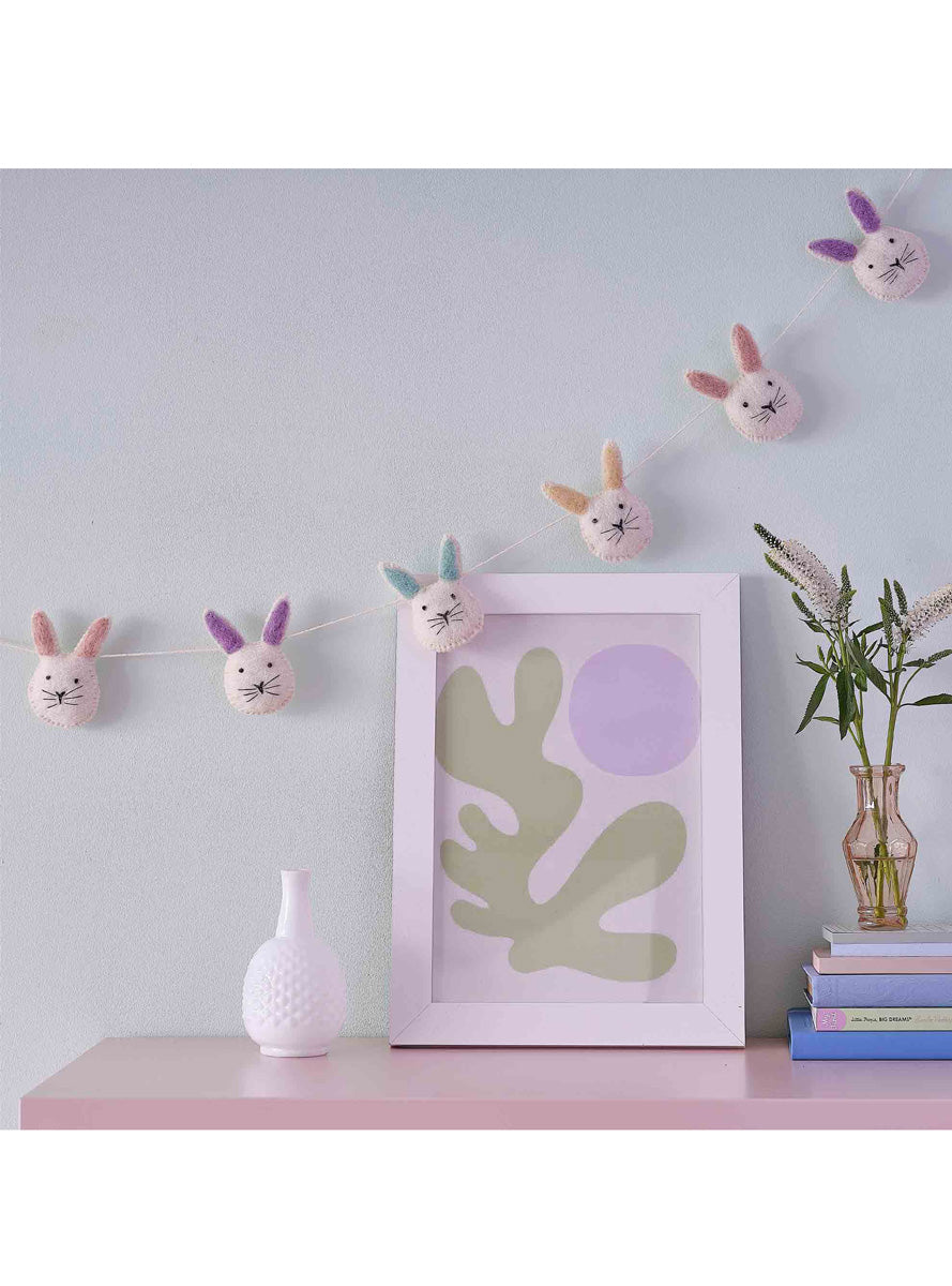 Hop Hop Hooray 150cm Long Felt Easter Bunny Fabric Bunting – Lifestyle Image 1