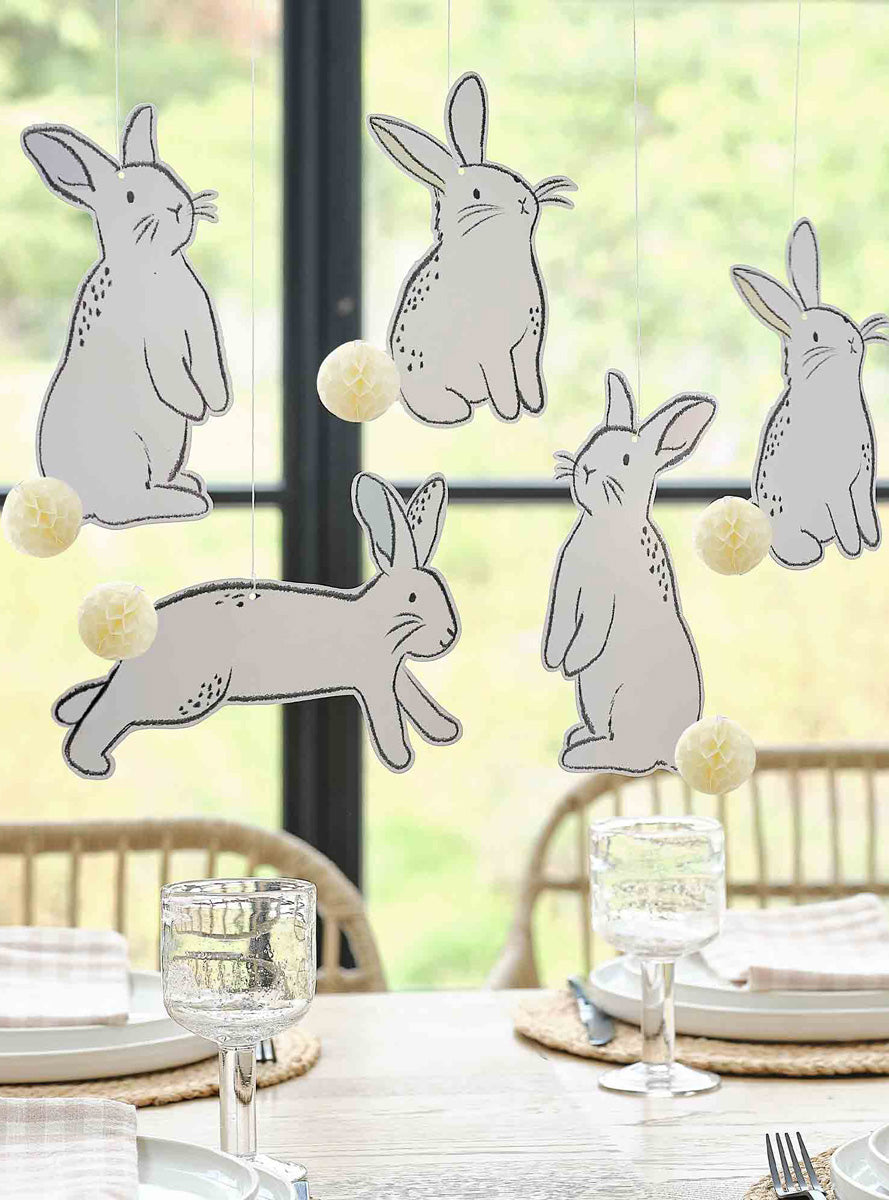 Hop Hop Hooray 5 Pack Hanging Easter Bunny Decorations – Lifestyle Image 2