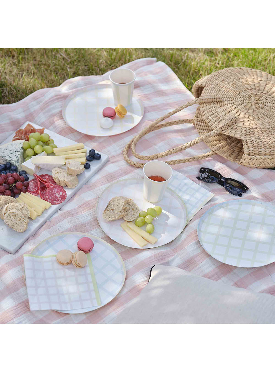 Hop Hop Hooray 8 Pack 23cm Gingham Paper Plates – Lifestyle Image 1