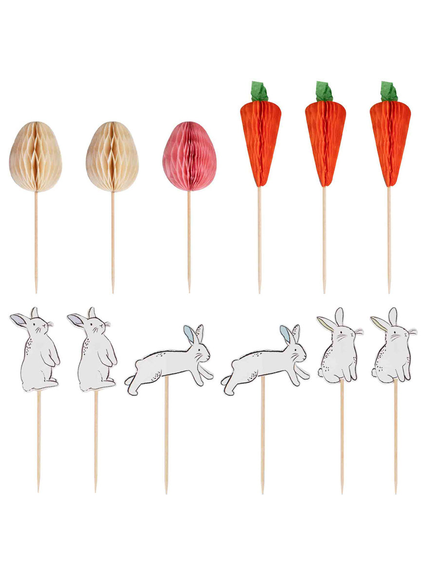 Hop Hop Hooray Easter Bunny Eggs and Carrot Cupcake Toppers – Main Image
